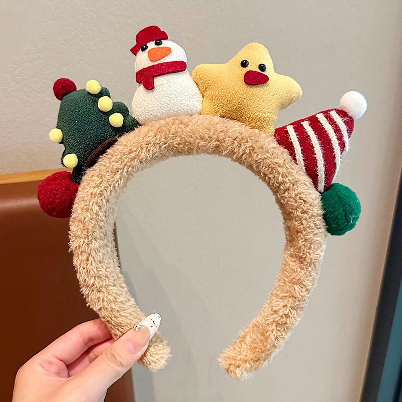 2025 Новый Стиль Рождественский Ободок с Плюшевыми Оленьими Рогами для Девочек - Мультяшный Аксессуар для Волос для Маленьких Девочек