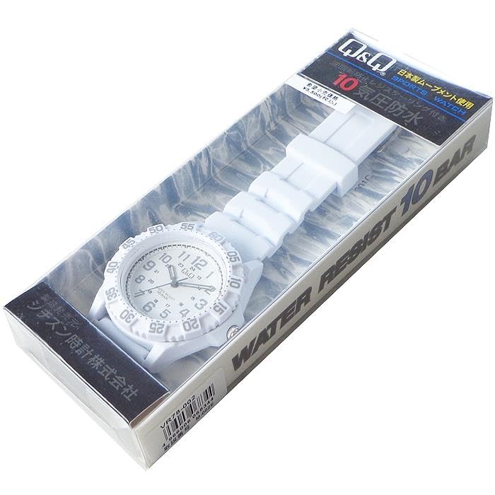 Citizen Водонепроницаемые до 10 Белые Q&Q VR78-002 Мужские часы для дайвинга, АТМ,