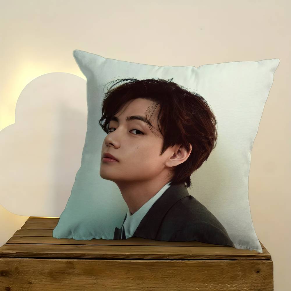 Подушка-чехол для сиденья singer Kim T-Tae-Hyung, чехол для подушки в машину 45X45 см, чехол для поясничной подушки, чехол для диванной подушки