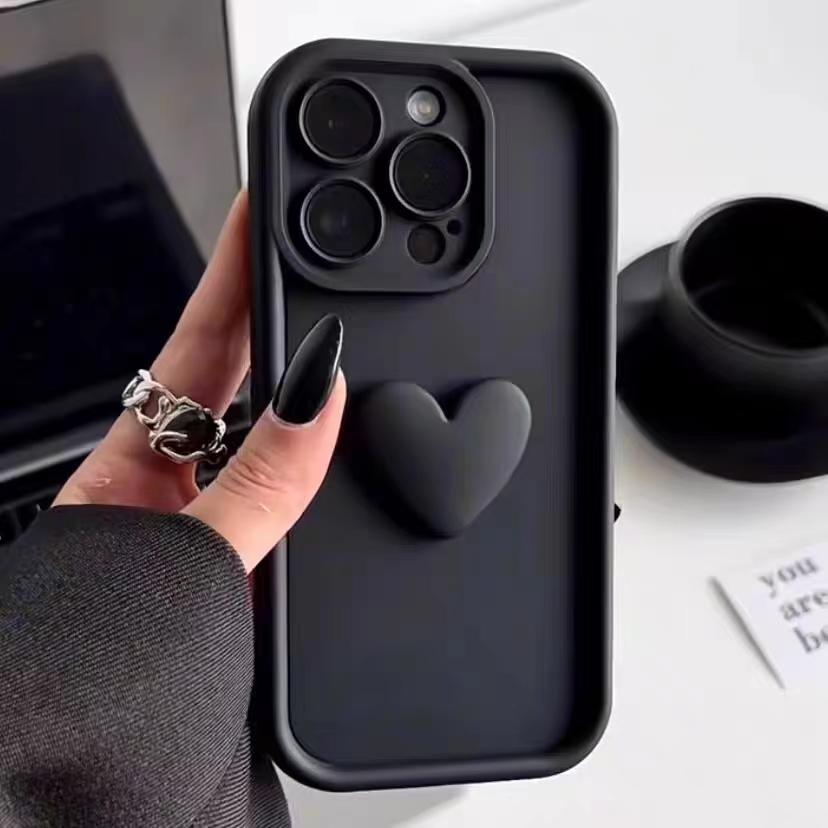 Милый 3D чехол-сердечко из силикона в стиле INS для iPhone 17 16 15 Pro Max 16E Чехол iPhone 14 13 12 11 16 Plus 7 8 Ударопрочный чехол