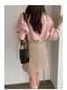 2025 Korean Chic French Style Loose-Fit Pink Long-Sleeve Shirt for Women