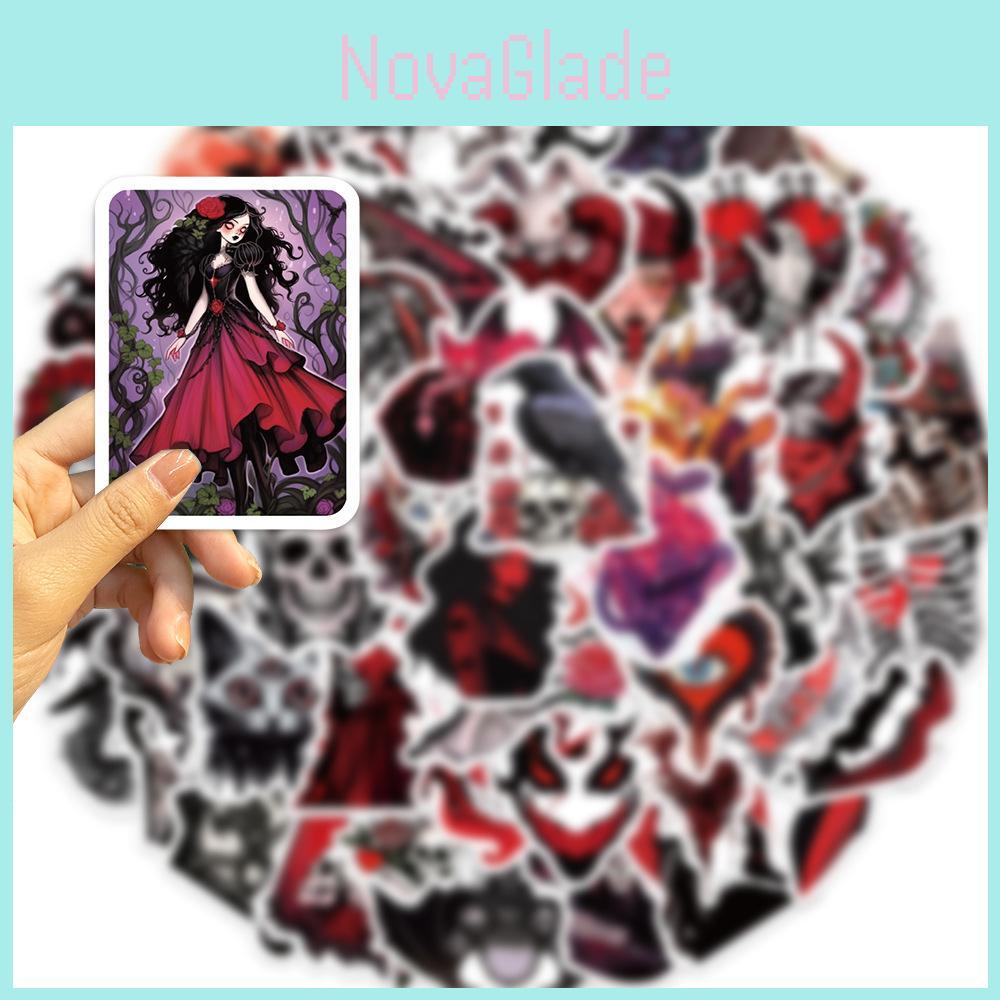 50 милых и водостойких стикеров с рисунками в стиле хоррор-черепа и девушки для украшения гитары, ноутбука и багажа