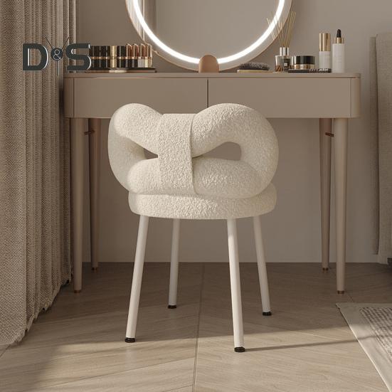 Туалетный столик со спинкой с бантом для гостиной, для женщин и девочек, для спальни, для макияжа, регулируемые подушечки для ног, безрукий туалетный стул, сиденье для бокового столика