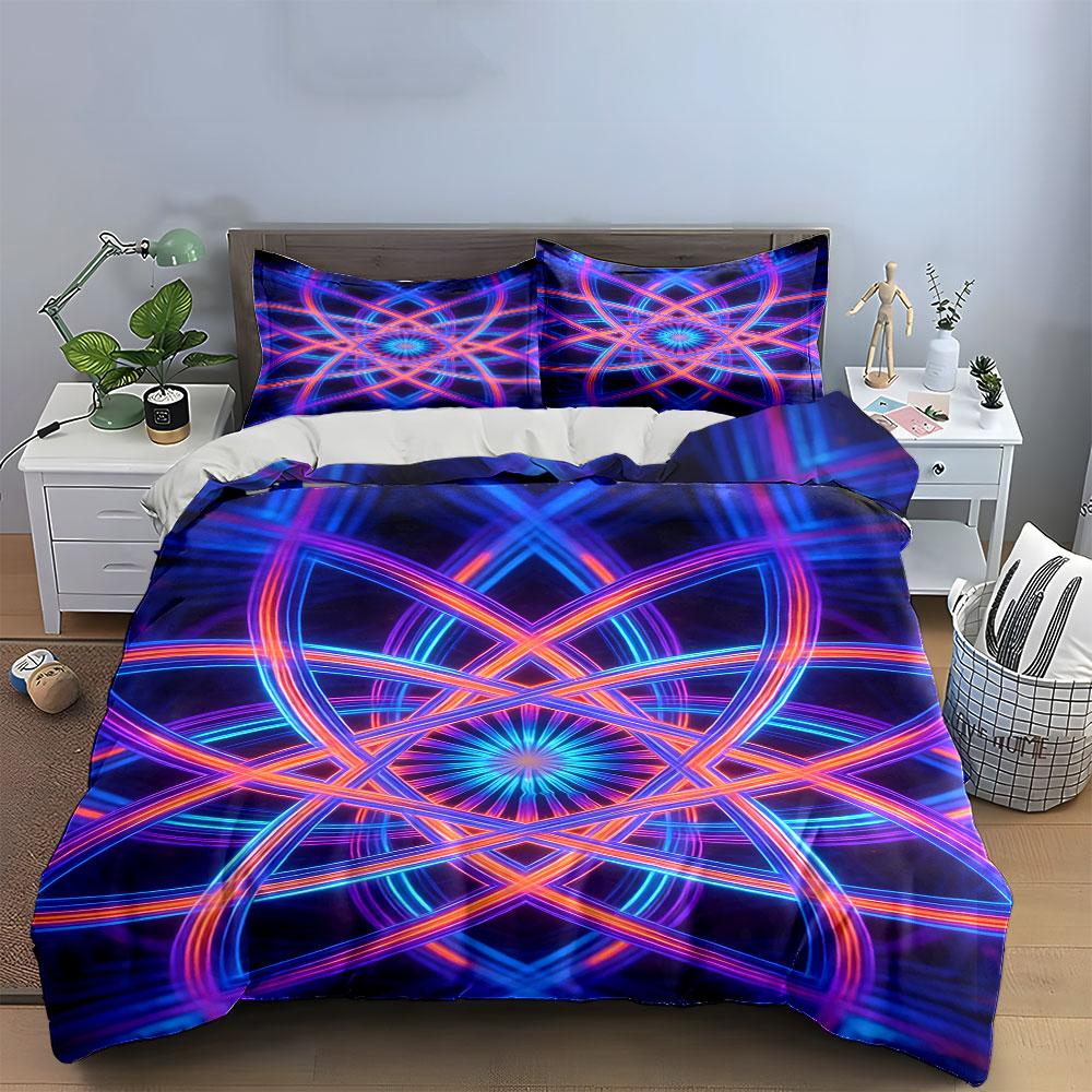 Neon geometric starburst pattern. Bedding sets Duvet cover sets Duvet covers Pillowcases(1* Duvet Cover 2* Pillowcases without duvet insert)