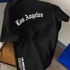 Хлопковая футболка с принтом 'Los Angeles' 2026 Летний Новый Стиль Подходит для Унисекс и Женщин Удобная и Повседневная