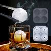 Silicone Ice Ball Tray with Lid 4 Cavities Easy Release BPA Free Summer Refrigerator Cocktail Whiskey Ice Sphere Maker Press Mold Kitchen Supplies