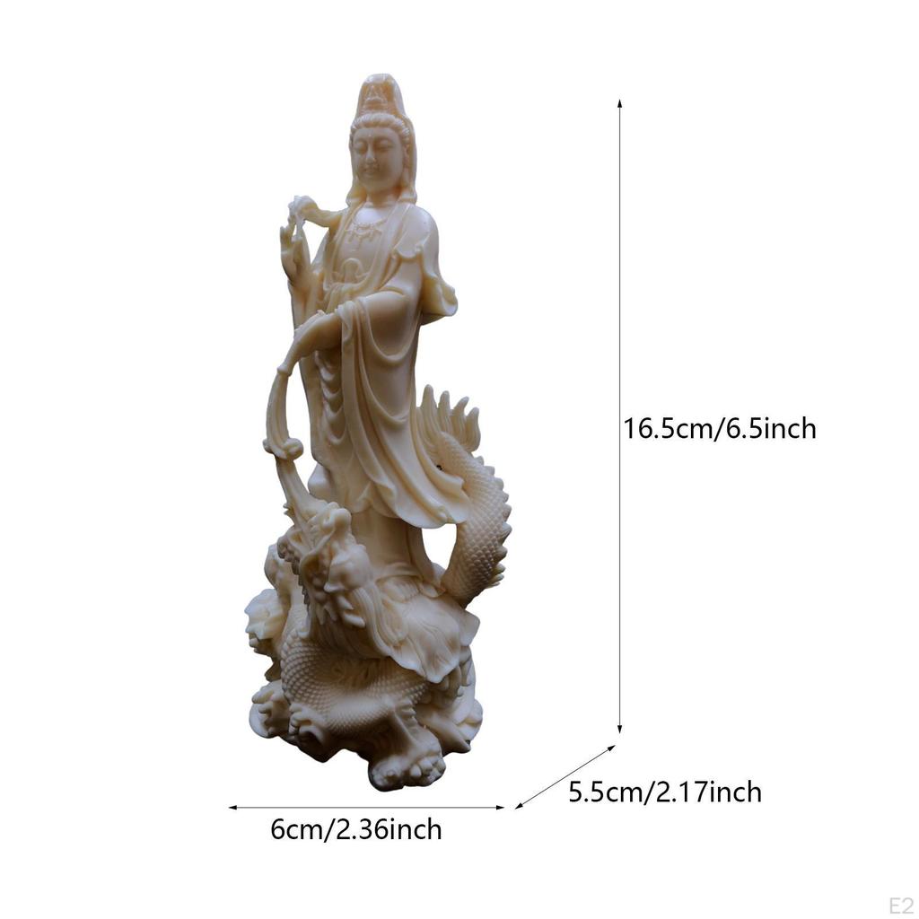 Guanyin Statue Figure Kwan Yin Decorative Feng Shui Decor Gift Tabletop Ornament for Bookshelf Desk