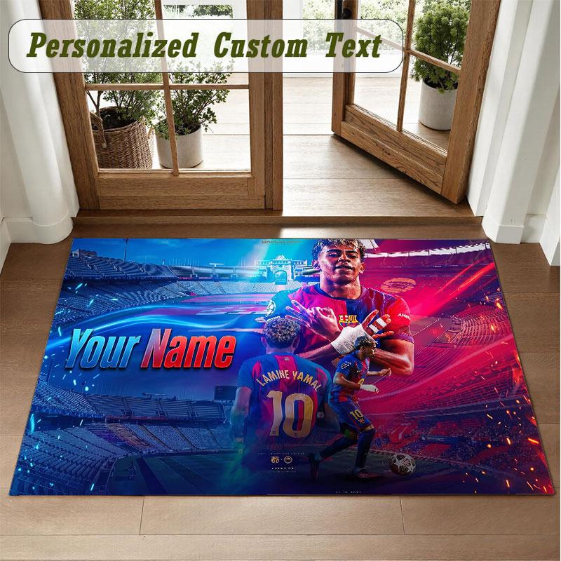 Crystal Velvet Square Rug Custom NameLamine Yamal Pattern Non Slip Home Floor Decor Rug