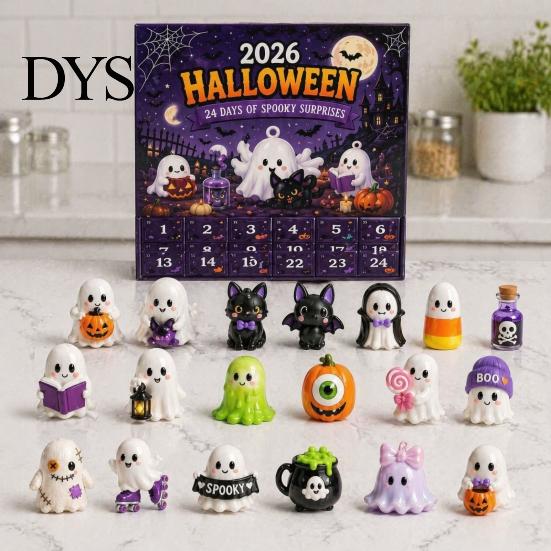 Cute Halloween Cartoon Dolls Advent Calendar 2026, 24 Days Countdown with Gift for Kids Collectible Mini Figures, Spooky Doll Figurines Kids,