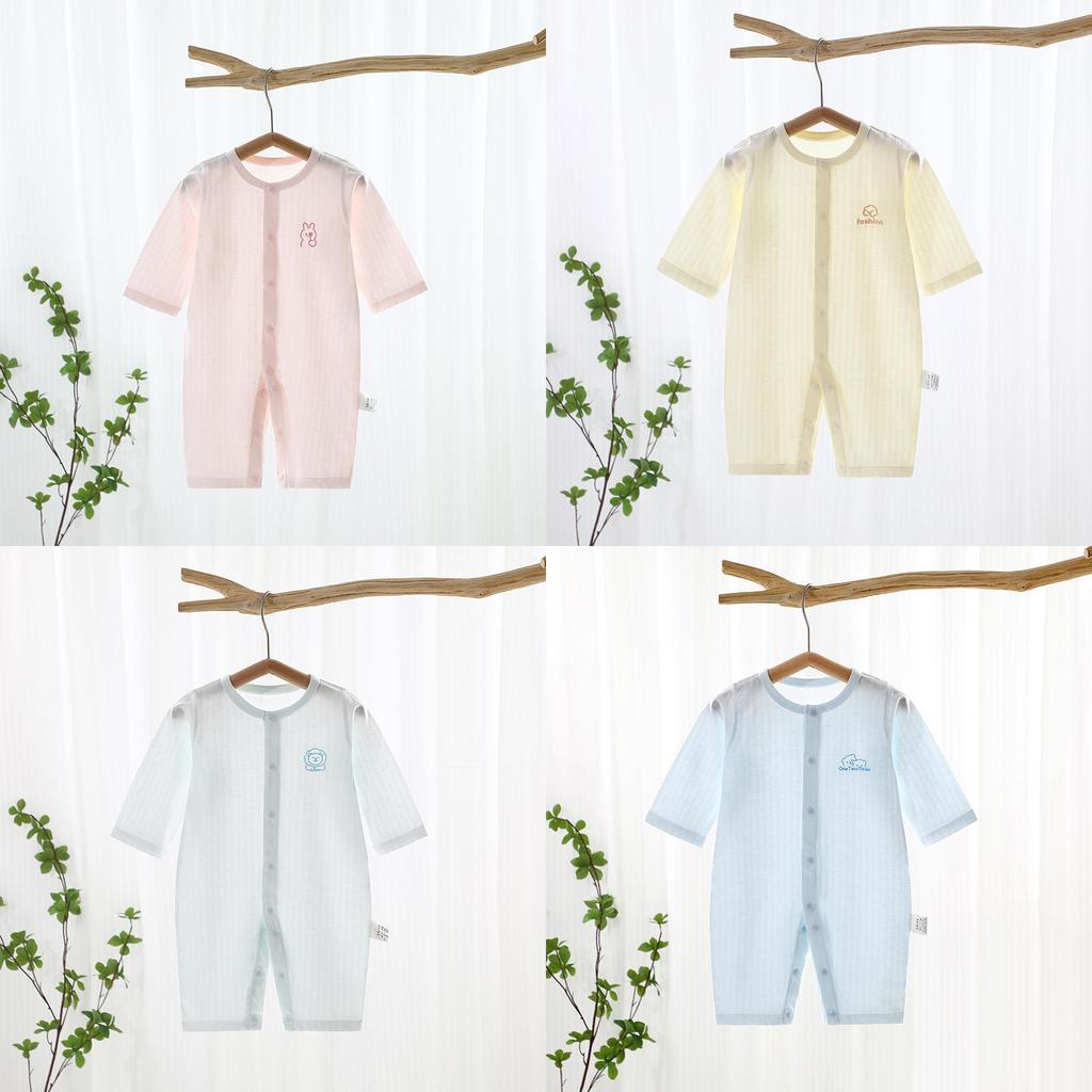 Baby Summer Cotton Romper With Long Sleeves For Newborns And Infants