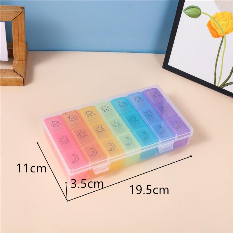 Портативный радужный еженедельный органайзер для лекарств с 21 отделением и прозрачной крышкой