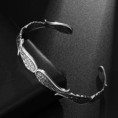 Винтажные браслеты с крыльями ангела для мужчин и женщин, панк, серебристого цвета, регулируемые, унисекс аксессуары на руку, подарок для влюбленных