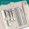 10-Piece Portable Manicure Set: Leather Case, Nail Clippers, File, Ear Pick, Cuticle Pusher.