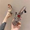 Летние Новые Дизайн в форме ромба Средний каблук Модные шлепанцы Туфли на высоком каблуке Тапочки Тонкий каблук Носить Женские шлепанцы