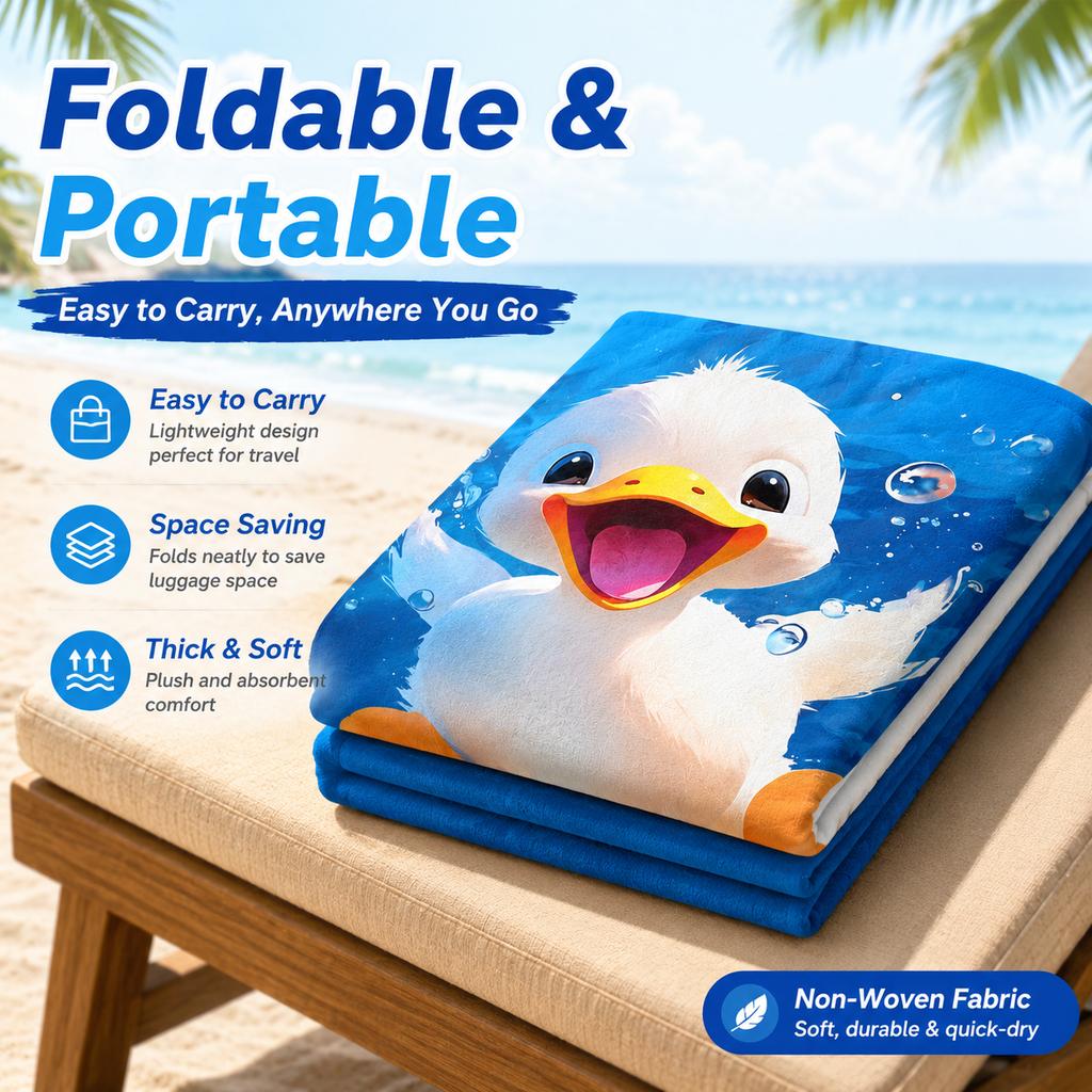 Счастливая Утка Водные Брызги Пляжное Полотенце Без Песка Плоская Печать Микрофибра Большое Банное Полотенце Для Детей Праздничный Подарок Для Использования На Улице