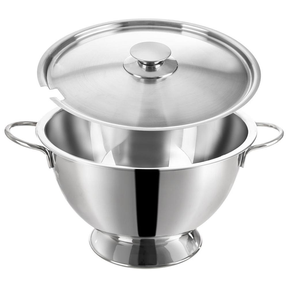 Stainless Steel Soup Tureen with Ladle Slot Lid 4.5L