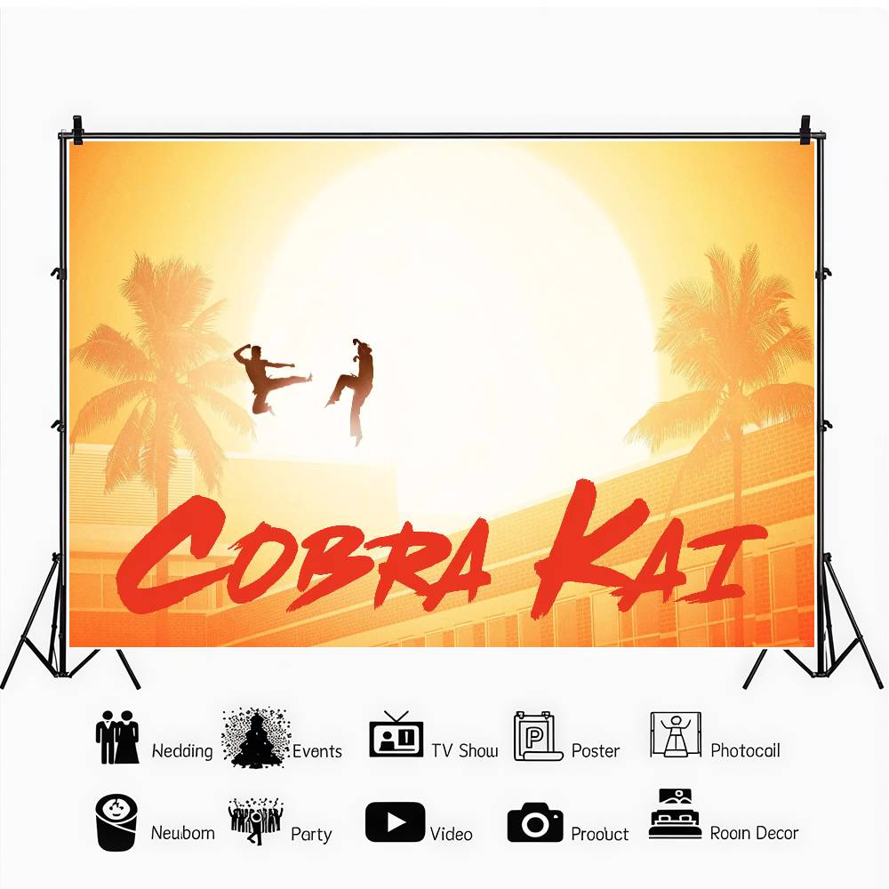 Movie C-Cobra Kai 2025 Anime Backdrops For Photography Kid Birthday Party Poster Flowers Balloon Decor Photocall Background