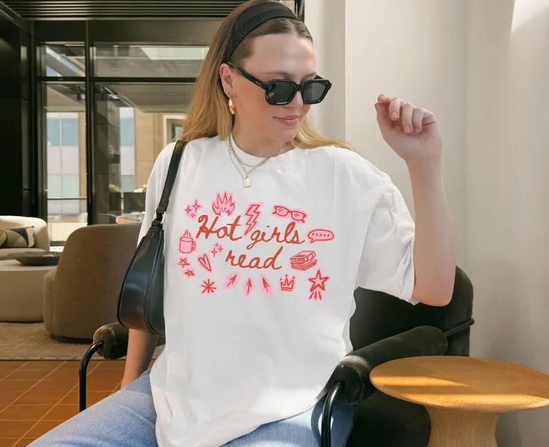 Book Lover Shirt, Hot Girls Read Shirt, Scrapbook Aesthetic Tee