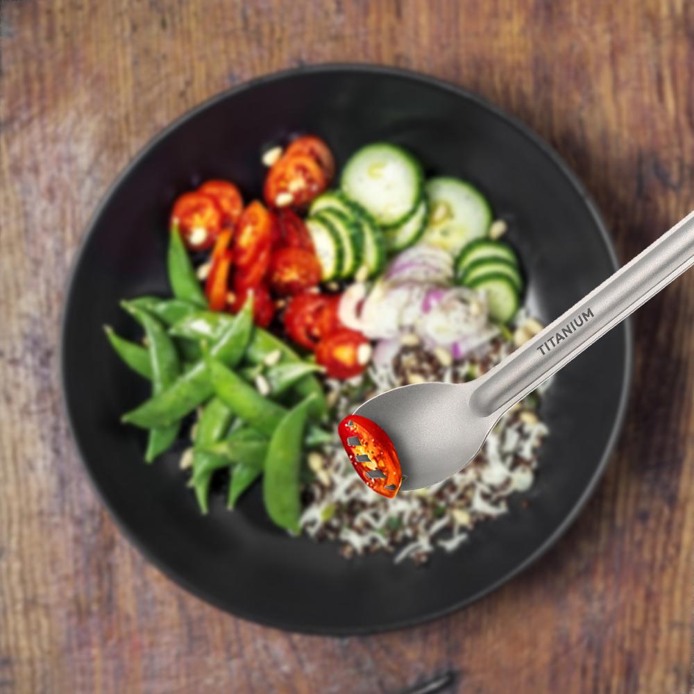Lixada Сверхлегкая титановая ложка с длинной ручкой и набор столовых приборов Портативная уличная обеденная ложка