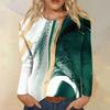 Women's Fashion Casual Long Sleeve Print Round Neck Pullover Top Blouse