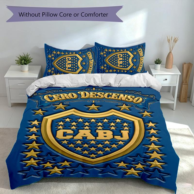 3pcs Club Atlético Boca Juniors Duvet Cover Set, Includes 1 Duvet Cover and 2 Pillowcases,Skin-Friendly&Comfortable Fabric,Suitable Bedding Sets