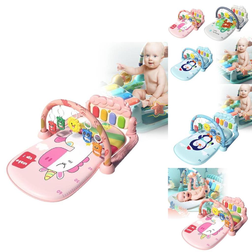 Infant Musical Piano Baby Gym Mat With Detachable Hanging Toys And Light-up Features