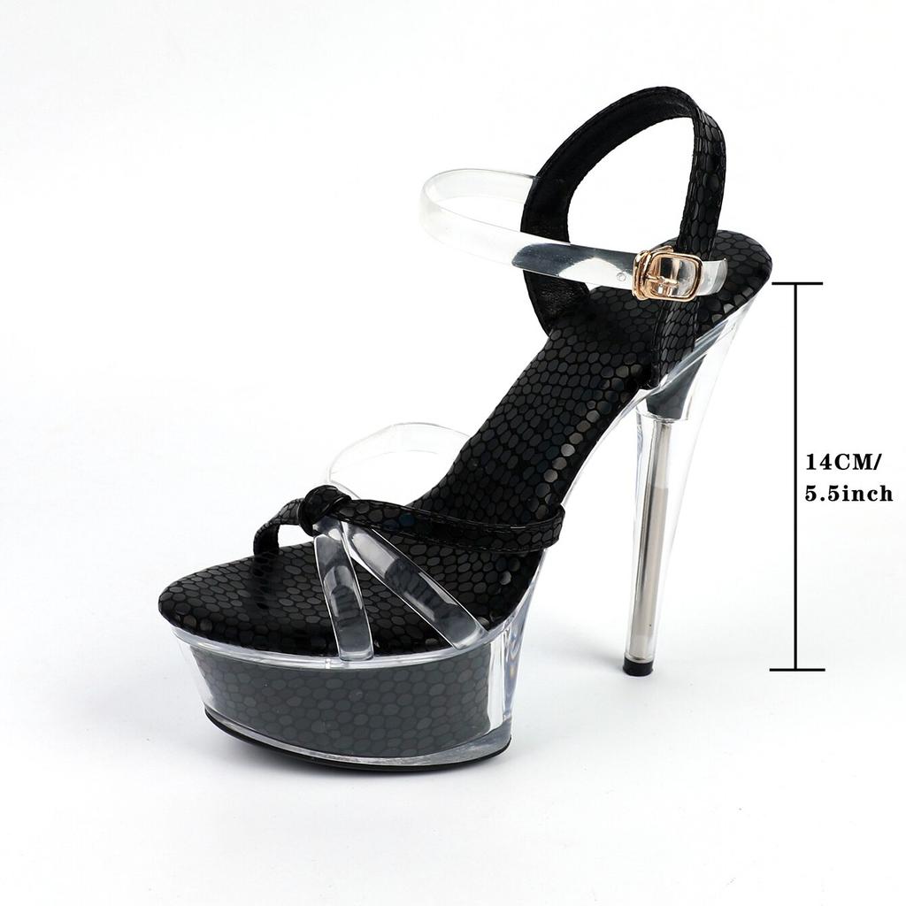 Women's Shoes Spring Clear Heels Sexy Sandals Slipper Girls Shoe for Party Club 14cm Heel 4cm Platform LFD-B3564