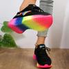 Summer Women's Mesh Sneakers Large Size Rainbow Bottom Elastic Flat Bottom Lace-up Knitted Sneakers Women