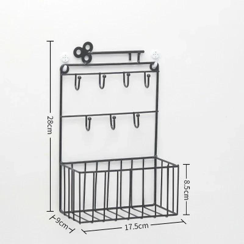 Корзина для хранения на кухне, металлический крючок для ключей, железный декоративный настенный крючок, украшения для дома, полки, аксессуары, принадлежности, украшения