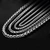 Men Cool Choker Silver Color Stainless Steel Necklace Metal Collar Heavy Link Braided Wheat Chain