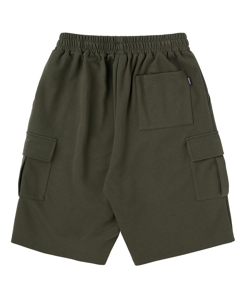 URBANAGE Bermuda Wide Cargo Sweat Shorts_Khaki