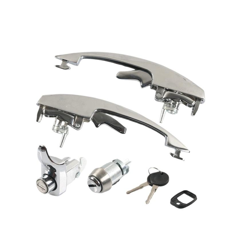 2pc Silvery Left and Right Exterior Door Handles with 2 Keys for VW Beetle VW Vocho 1973-2004 OEM 111837205J 1BM827503 1BM837205