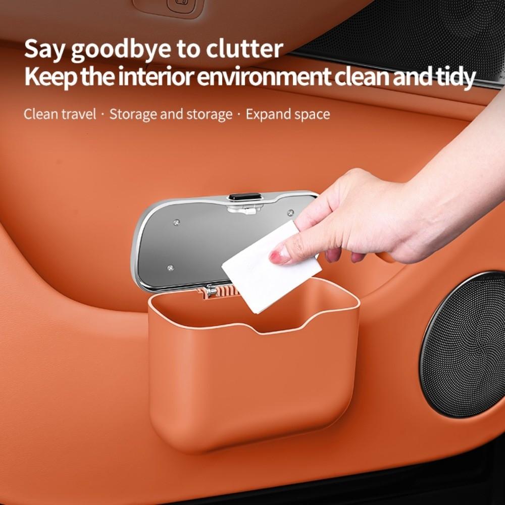 Waterproof Car Trash Can Solid Color Car Organizer Box Auto Interior Accessories