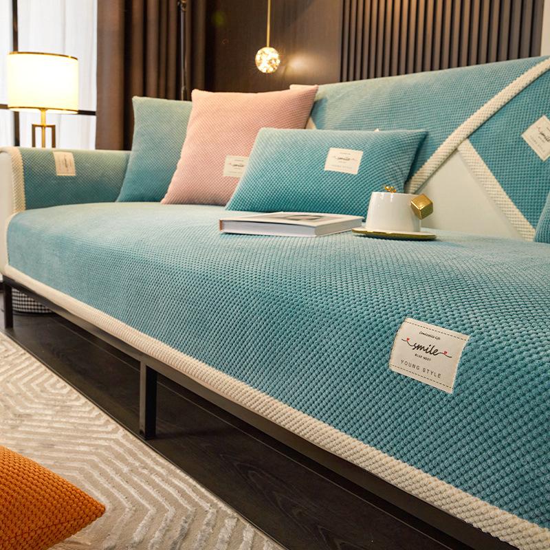 Вельветовая подушка для дивана, зимний утолщенный плюшевый нескользящий комплект, теплый бархатный чехол для дивана, задняя крышка, ткань, полотенце