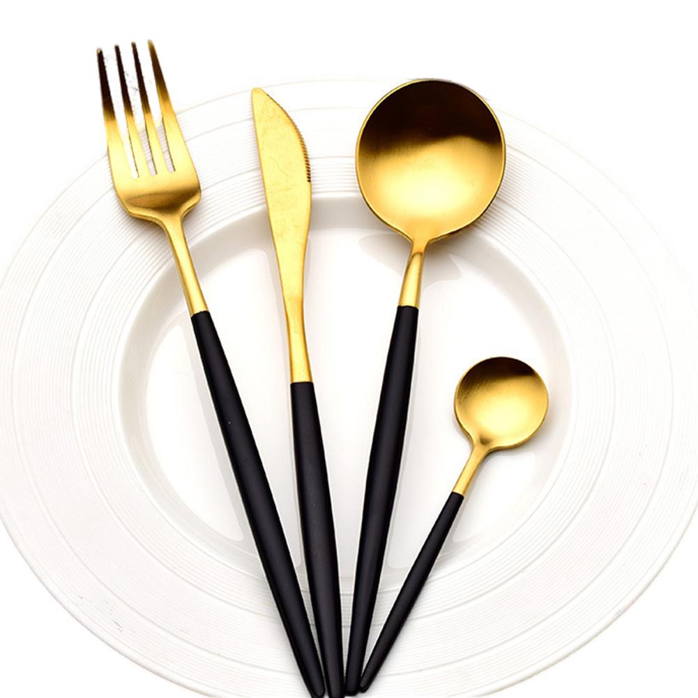 4pcs Cutlery Set Non-slip Smooth Edge Comfortable Grip 304 Stainless Steel Knife Fork Set Ideal For Home Restaurant