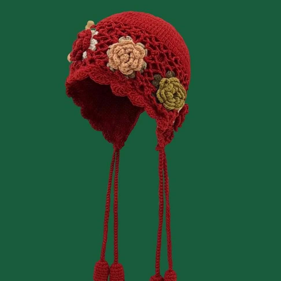 Этнический стиль Ретро Вязаная Шерстяная Шапка Бини с Кисточками