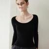 Women's Cashmere Ribbed Slim-Fit U-Neck Sweater - Soft, Fluffy, Autumn/Winter Style