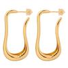 Retro Fashion Earrings High Niche Design Smooth Gooseneck Long Stud Earrings Copper Plated 18K Real Gold Earrings