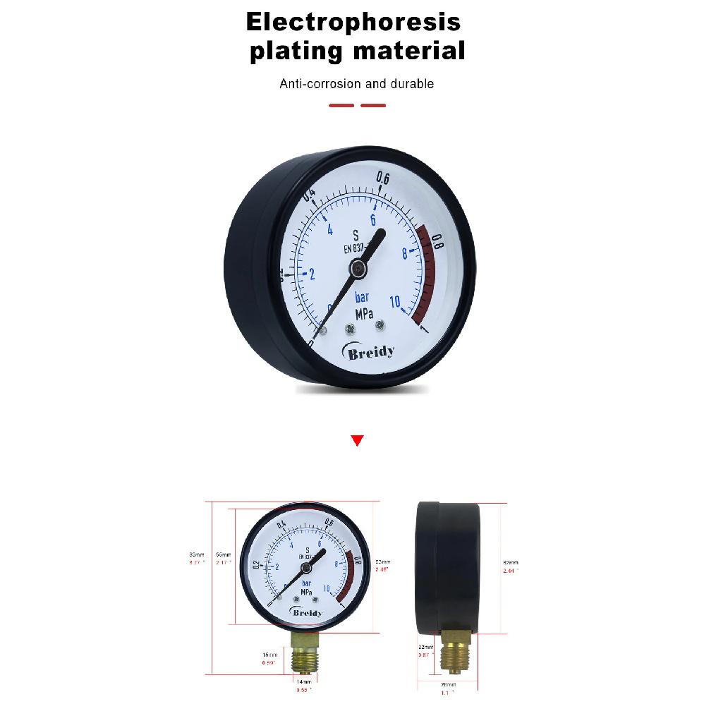 Xin Tester 0-60Mpa Pressure Gauge for Hydraulic Water Oil Air Radial Axial Diameter 60mm Thread G1/4