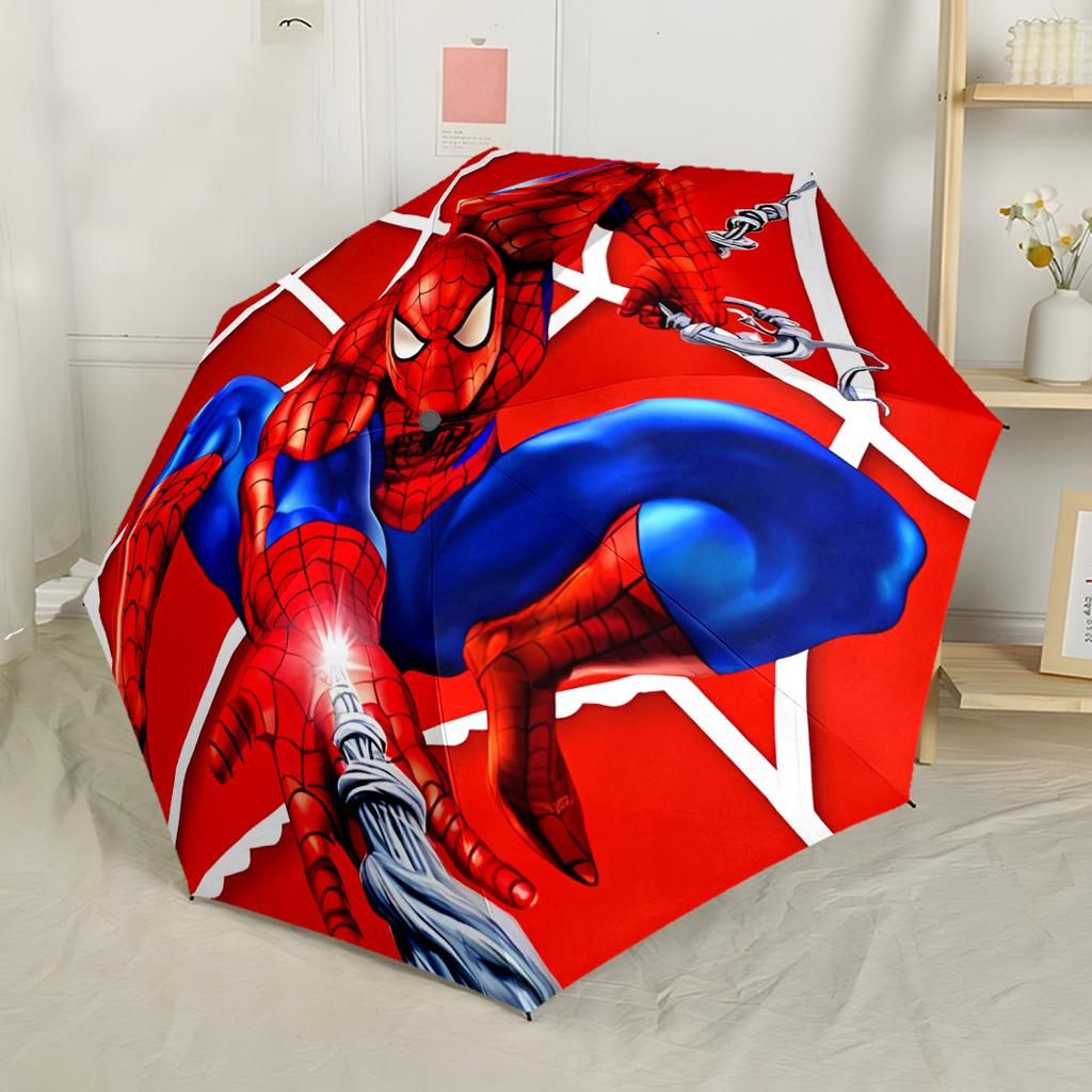 Spider-man Web Adventure Portable Automatic Umbrella Compact & Durable 8-Rib Design Foldable Design Perfect for Outdoor Adventures Fashionable