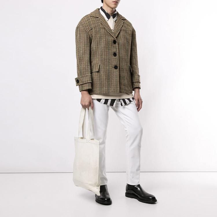 WE11DONE Plaid Back Slit Button Jacket Unisex jackets Khaki WD-CT3-20-737-U-BR