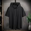 Men's Summer Hooded T Shirt Sports Casual Short Sleeve Top