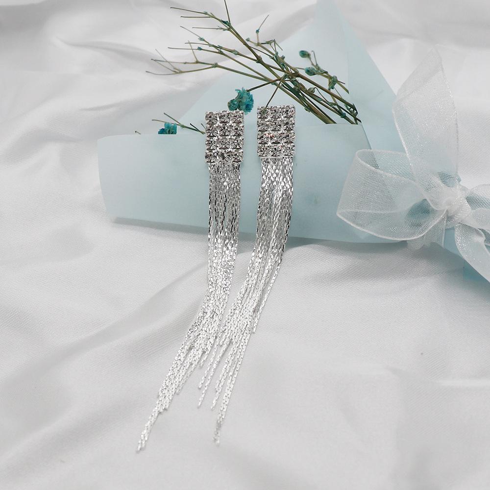 Long Fringed Earrings, High-End Diamond Stud Earrings, Femininity, Personalized Fringed Chain, Ear Jewelry.
