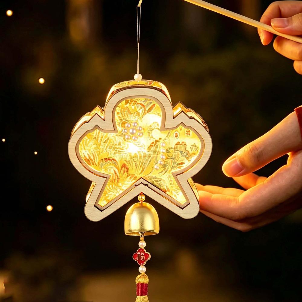 Handmade Fabric Lamp Kit Glowing Mid Autumn Craft Windchime Lantern DIY Gifts
