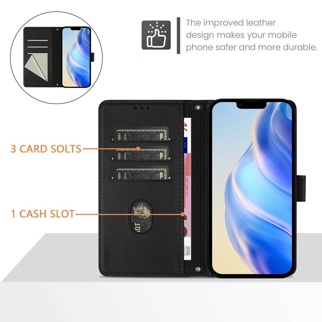 Leather Wallet Flip Case For Doogee N55 Plus N60 Pro Note 58 59 56 56x Keep Smile Embossed Design with Wrist Strap