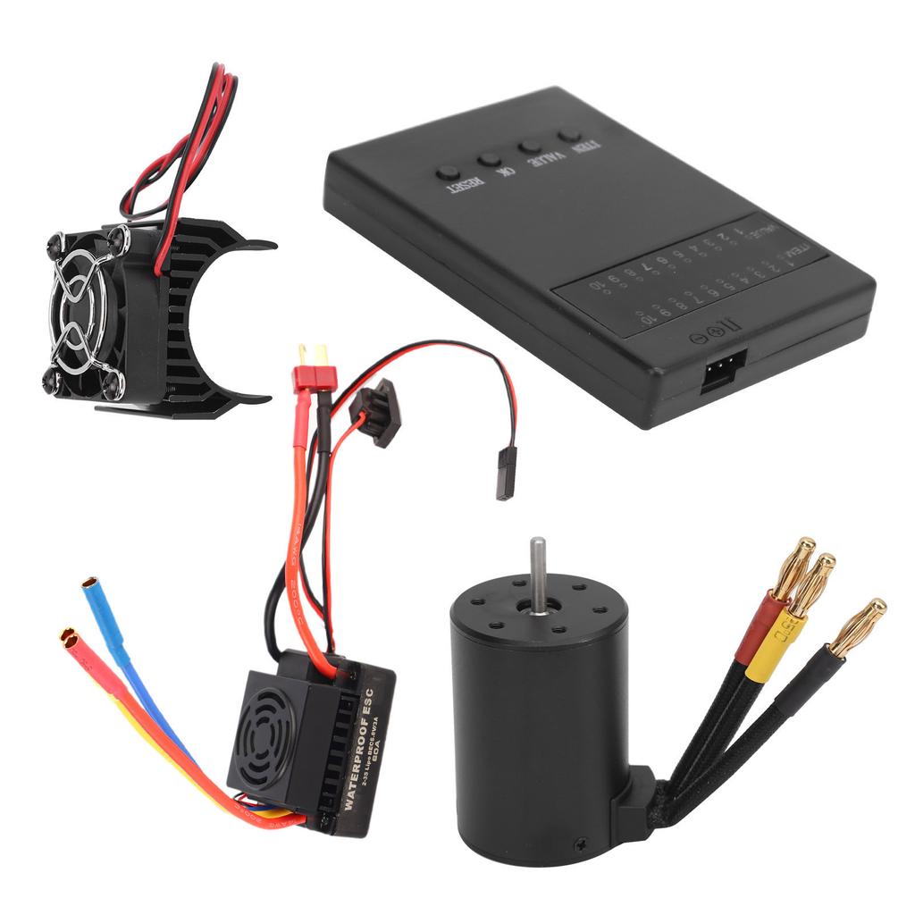 3650 3600KV Brushless Motor 60A ESC Programming Card Heat Sink Combo Set for 18 110 RC Car