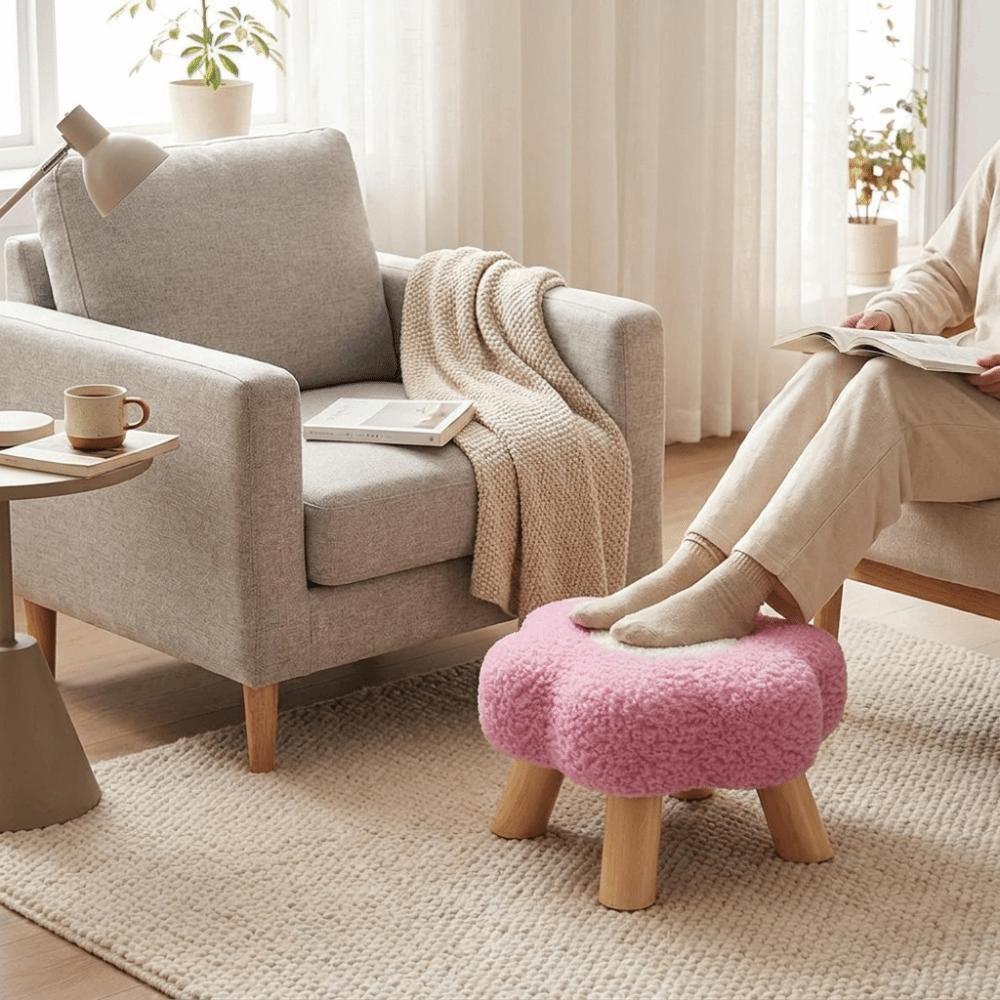 Soft Padded Low Stool Solid Wood Foot Rest Stool Multi Purpose Sofa Bench Sofa Side