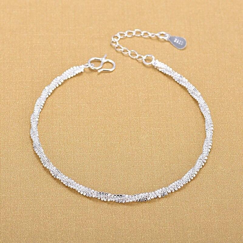 925 пробы стерлингового серебра элегантные регулируемые цепочки браслеты ювелирные изделия для женщин вечерние аксессуары sl392