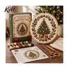 Home Decor Handmade Embroidery Christmas Kit for Beginners, Pre-Printed Pattern Full Set Tree Hanging Ornaments of Tools, DIY Needlework Festive Wall