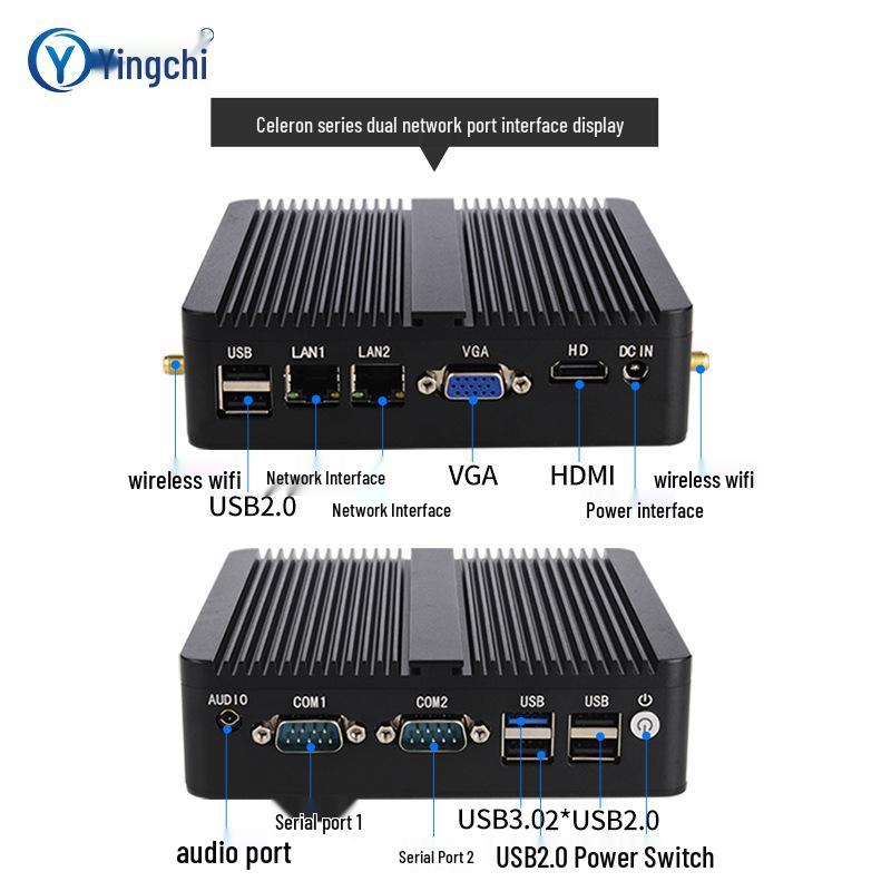 Yingchi Mini Fanless Industrial PC N100/N150 Core i3/i5/i7/J1900